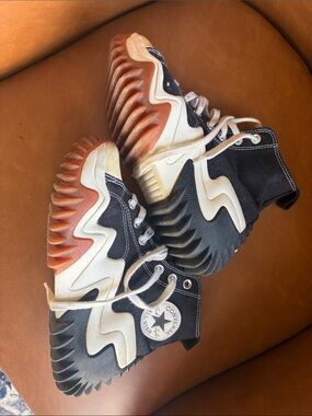 Converse Kids Black, White & Orange Wavy-Sole High-Top Sneakers